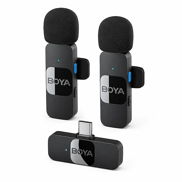BOYA BY-V20 Ασύρματο Σετ Μικροφώνων 2.4GHz με 2 Μικρόφωνα & Δέκτη USB-C για Smartphone