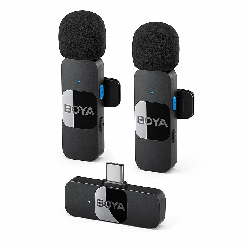 BOYA BY-V20 Ασύρματο Σετ Μικροφώνων 2.4GHz με 2 Μικρόφωνα & Δέκτη USB-C για Smartphone