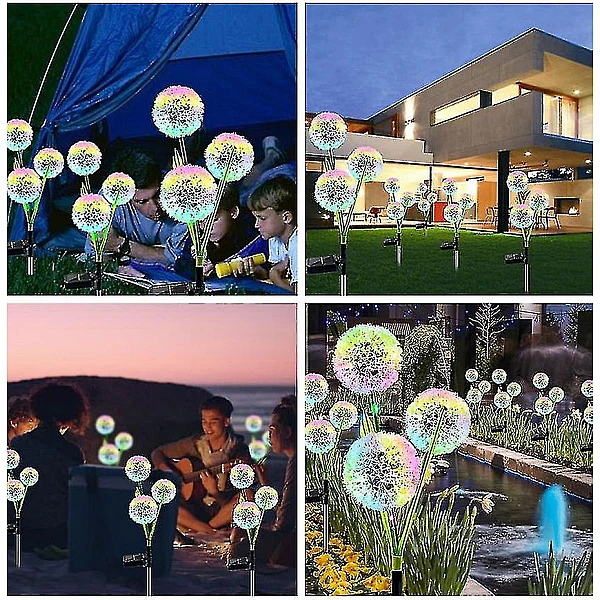 Ηλιακό Φωτιστικό LED RGB Καρφωτό λουλούδι 3 μπάλες πράσινο SLO25012 OEM σετ 2 τεμαχια