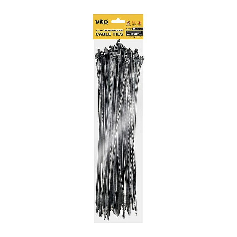 Δεματικά καλωδίων 4.8x350mm Μαύρο 50 τεμάχια 7100400 VITO