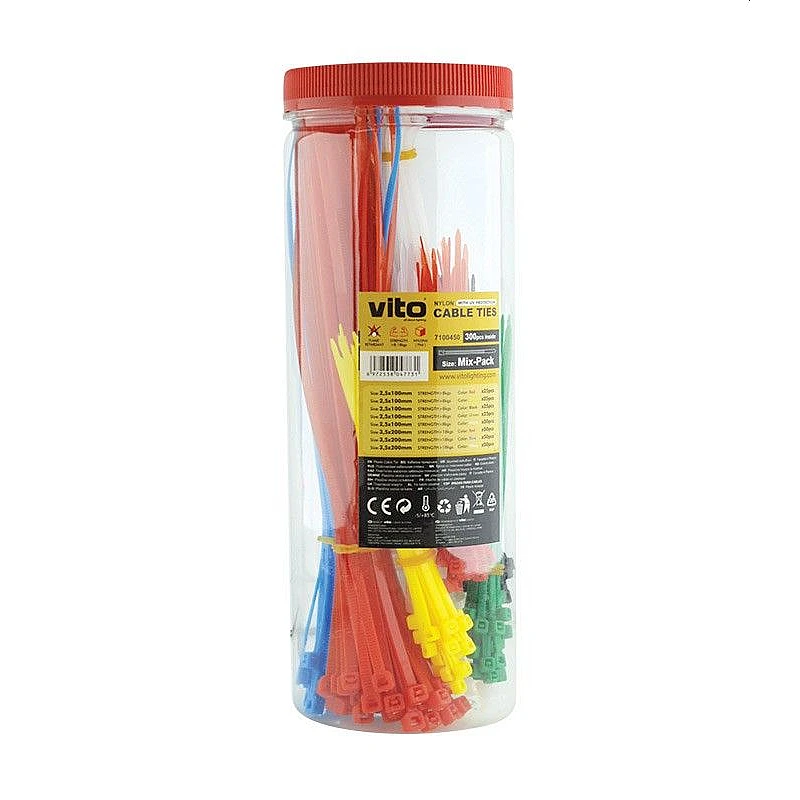 Σετ Δεματικών καλωδίων (Cable Ties Set ) χρωματιστά 300τεμάχια 7100450 VITO Σετ Δεματικών καλωδίων (Cable Ties Set ) χρωματιστά 300τεμάχια 7100450 VITO