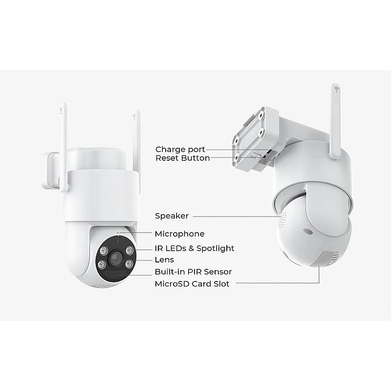 CAMWON WIP-TP300SM Ηλιακή 4G Wireless PTZ κάμερα 3Mpixels Με κάρτα VSIM Λευκή