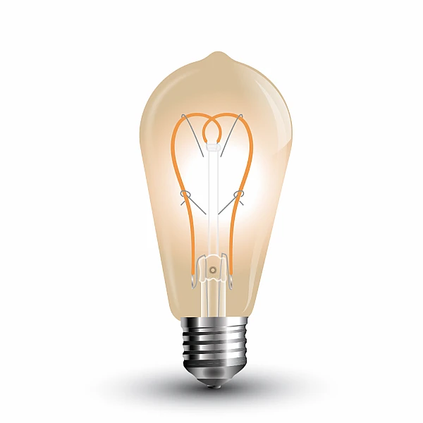 Λαμπτήρας LED E27 ST64 Long Filament Amper 5Watt Θερμό Λευκό VT-2066 V-TAC 217220