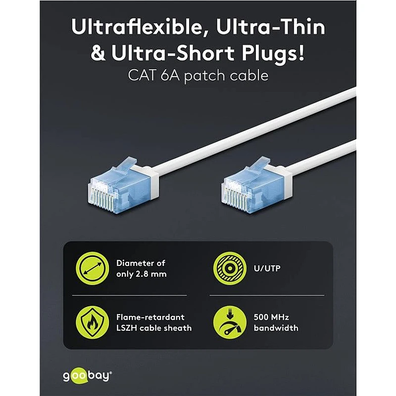 Καλώδιο δικτύου U/UTP Cat 6a patch cord slim 3 μέτρα 74288 λευκό GOOBAY Καλώδιο δικτύου U/UTP Cat 6a patch cord slim 3 μέτρα 74288 λευκό GOOBAY