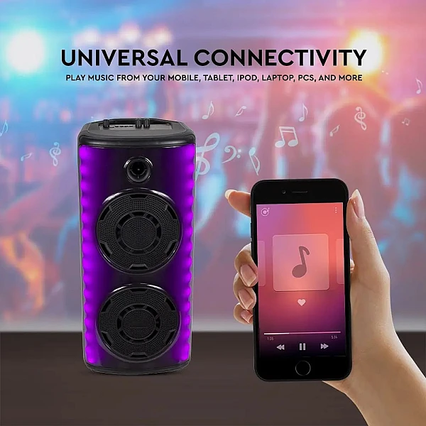 Φορητό Ηχείο Bluetooth 2x8” 30W με ενσύρματο μικρόφωνο και χειριστήριο RF V-TAC 7677