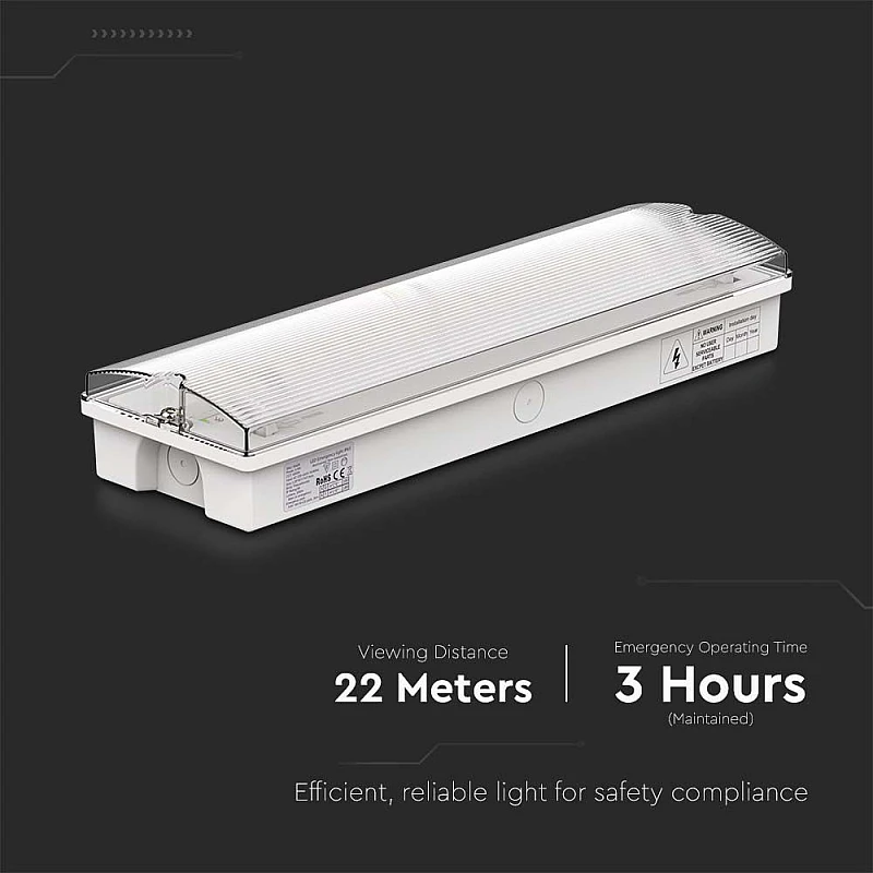 Φωτιστικό ασφαλείας 3W στεγανό IP65 με self test button Λευκό VT-996 7687 V-TAC Φωτιστικό ασφαλείας 3W στεγανό IP65 με self test button Λευκό VT-996 7687 V-TAC