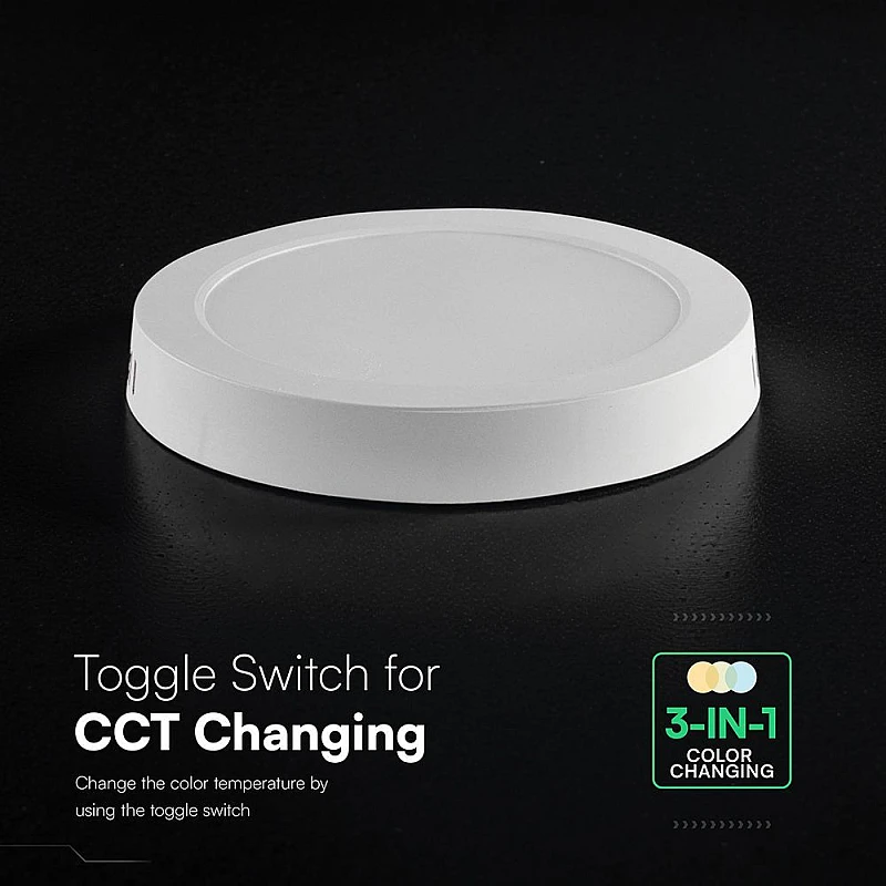 LED Πάνελ Φωτιστικό Οροφής εξωτερικό 18Watt Φ215,6 3CCT Λευκό χρώμα VT-60018CCT-RD 78766 VTAC