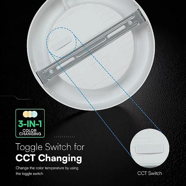 LED Πάνελ Φωτιστικό Οροφής εξωτερικό 18Watt Φ215,6 3CCT Λευκό χρώμα VT-60018CCT-RD 78766 VTAC