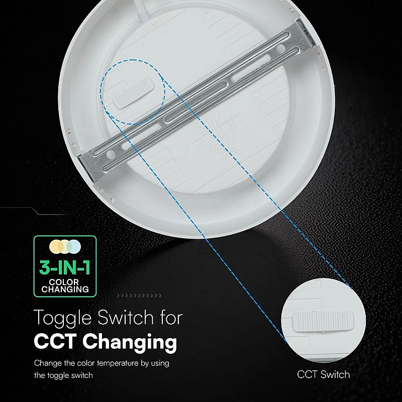 LED Πάνελ Φωτιστικό Οροφής εξωτερικό 18Watt Φ215,6 3CCT Λευκό χρώμα VT-60018CCT-RD 78766 VTAC