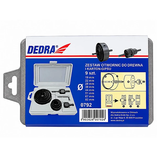 Σετ Ποτηροτρύπανα για Ξύλο 9τμχ 19-82mm DEDRA 0792