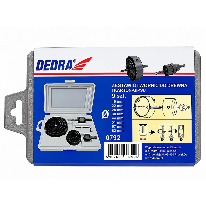 Σετ Ποτηροτρύπανα για Ξύλο 9τμχ 19-82mm DEDRA 0792