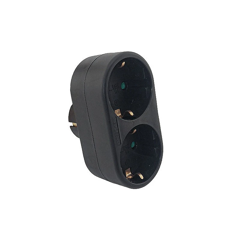 Πολύπριζο Ασφαλείας Σούκο σε 2 Πρίζες Σούκο Μαύρο DUPLO-R 16A 8002861 VITO