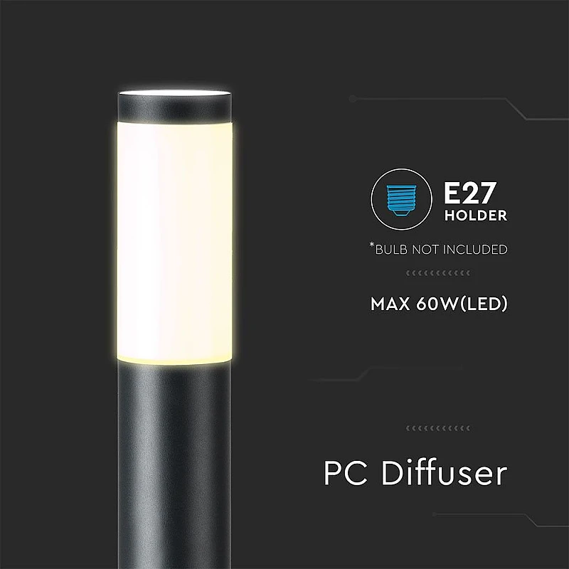 Επιδαπέδιο φωτιστικό κήπου E27 IP44 Stainless + PC με μαύρο σώμα 110cm VT-838 V-TAC 8594 Επιδαπέδιο φωτιστικό κήπου E27 IP44 Stainless + PC με μαύρο σώμα 110cm VT-838 V-TAC 8594