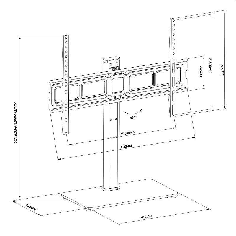 Βάση TV LED/LCD 32“-75” Επιτραπέζια με ορθοστάτη Ρυθμιζόμενη MC-386 Maclean cen-86212