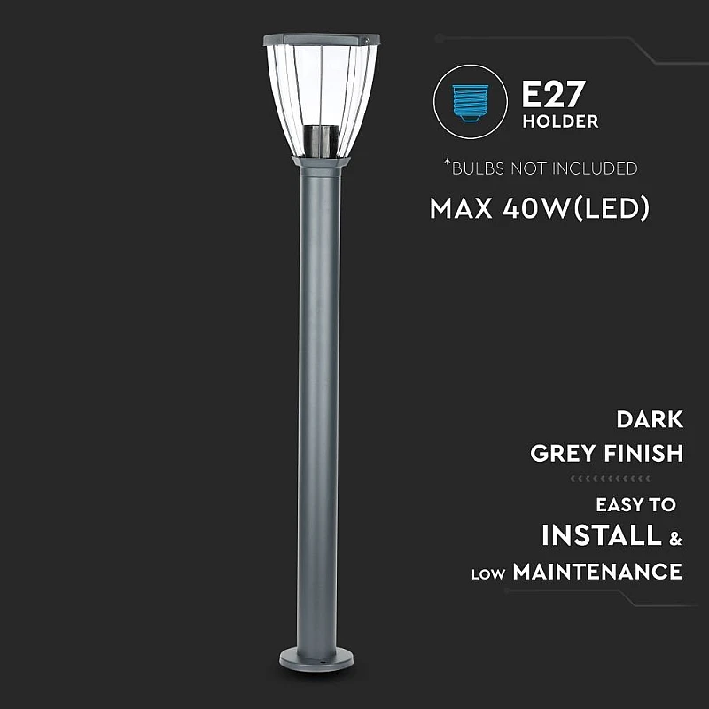 Επιδαπέδιο φωτιστικό κήπου E27 IP44 Stainless + PC με γκρι σώμα 80cm VT-839 V-TAC 8629 Επιδαπέδιο φωτιστικό κήπου E27 IP44 Stainless + PC με γκρι σώμα 80cm VT-839 V-TAC 8629