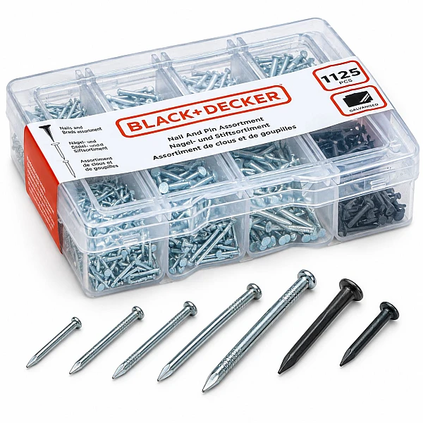 BLACK+DECKER Σετ Καρφιών 1125 Τεμαχίων σε Κασετίνα BXCHSF7054