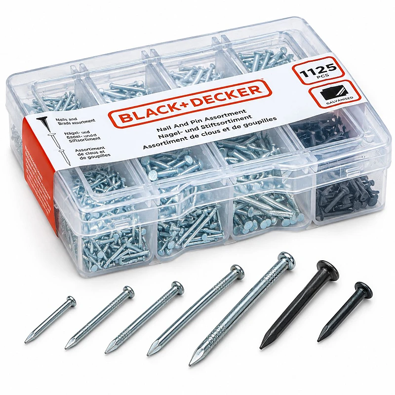 BLACK+DECKER Σετ Καρφιών 1125 Τεμαχίων σε Κασετίνα BXCHSF7054