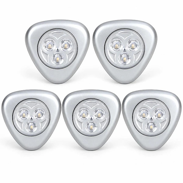  GRUNDIG Σετ 5 Φωτιστικά Push Light LED με Μπαταρίες Ασημί 47016