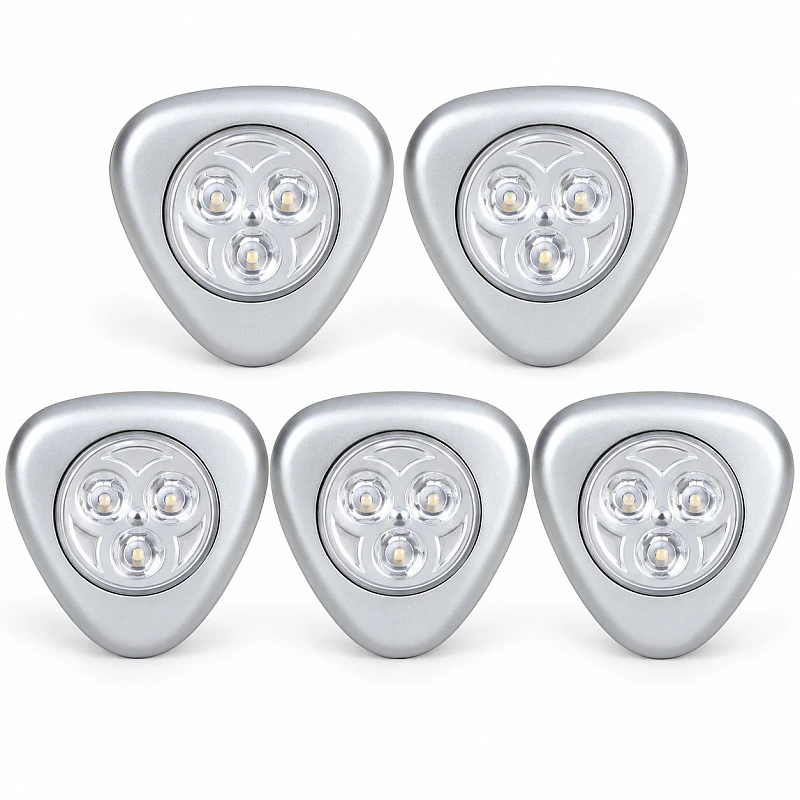  GRUNDIG Σετ 5 Φωτιστικά Push Light LED με Μπαταρίες Ασημί 47016