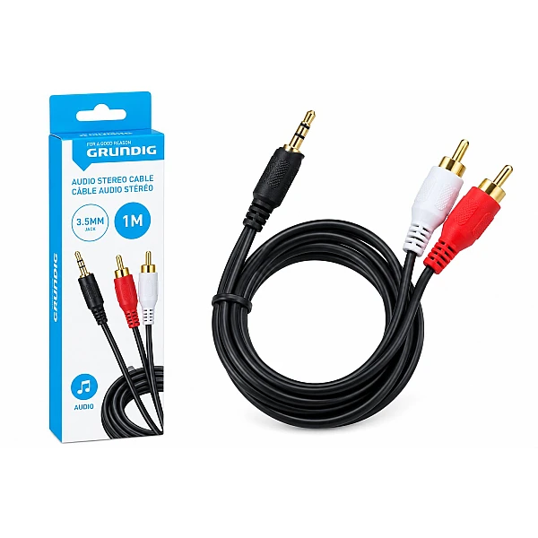 GRUNDIG Καλώδιο Ήχου Stereo 3.5mm Jack σε 2×RCA 1m Μαύρο 47218