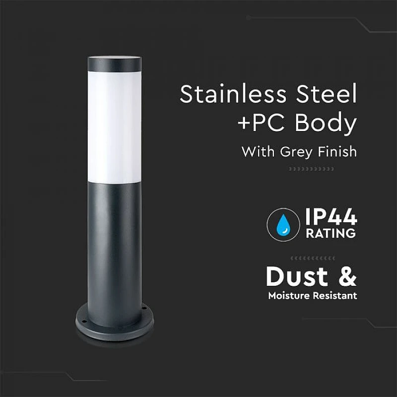 Επιδαπέδιο φωτιστικό κήπου E27 IP44 Stainless + PC με γκρι σώμα 45cm VT-838 V-TAC 8959 Επιδαπέδιο φωτιστικό κήπου E27 IP44 Stainless + PC με γκρι σώμα 45cm VT-838 V-TAC 8959