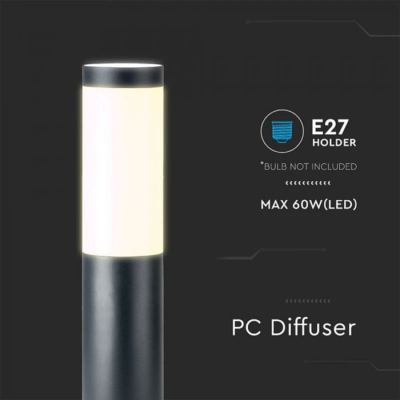 Επιδαπέδιο φωτιστικό κήπου E27 IP44 Stainless + PC με γκρι σώμα 45cm VT-838 V-TAC 8959 Επιδαπέδιο φωτιστικό κήπου E27 IP44 Stainless + PC με γκρι σώμα 45cm VT-838 V-TAC 8959