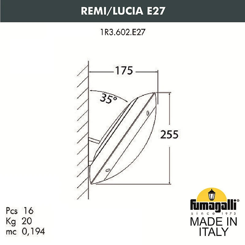 Fumagalli Remi LUCIA πλαφονιέρα επιτοίχια εξωτερικού χώρου Ø300MM Μαύρη στρογγυλή IP66 1R3.602.000.AYE27 Fumagalli Remi LUCIA πλαφονιέρα επιτοίχια εξωτερικού χώρου Ø300MM Μαύρη στρογγυλή IP66 1R3.602.000.AYE27