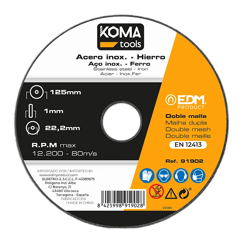 Δίσκος κοπής iron and stainless steel 125x1.0x22.2mm KOMA Tools 91902 EDM Δίσκος κοπής iron and stainless steel 125x1.0x22.2mm KOMA Tools 91902 EDM
