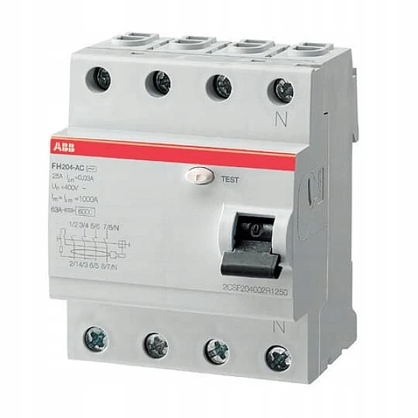 ABB 4P 25A 30mA Ρελέ Διαφυγής Τριφασικό (Διακόπτης διαρροής) FH 204AC-25/0.03