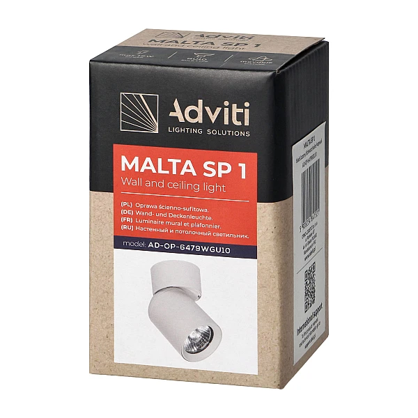 Φωτιστικό Spot Light GU10 μαύρο επίτοιχο MALTA SP1 AD-OP-6479BGU10 ADVITI ORNO