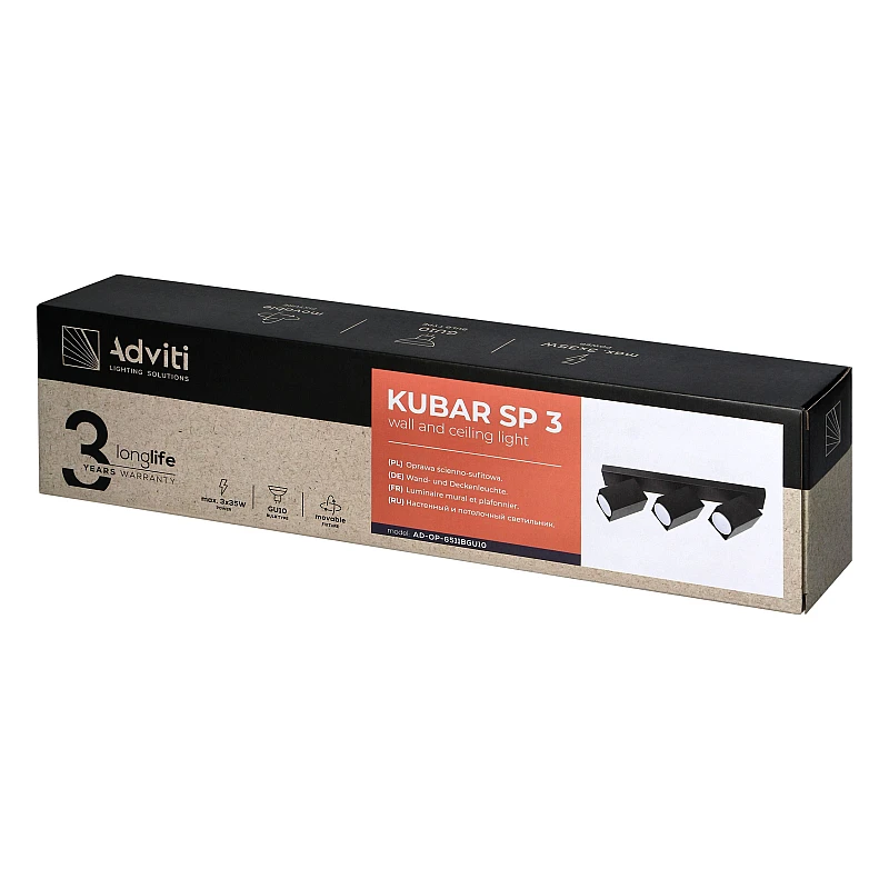 ORNO Φωτιστικό τοίχου και Οροφής GU10 3x35W KUBAR SP3 Adviti μαύρο AD-OP-6511BGU10 ORNO Φωτιστικό τοίχου και Οροφής GU10 3x35W KUBAR SP3 Adviti μαύρο AD-OP-6511BGU10