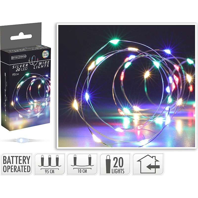 Χριστουγεννιάτικα λαμπάκια LED 20LED Μπαταρίας Πολύχρωμα AX9732010