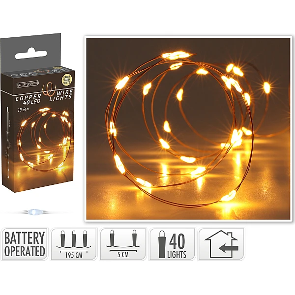 Χριστουγεννιάτικα λαμπάκια LED 40LED Μπαταρίας Extra Θερμό λευκό AX9733020