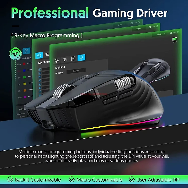MKESPN SXS-W13 Ασύρματο 10Keys RGB GAMING Ποντίκι μαύρο Επαναφορτιζόμενο MKESPN SXS-W13 Ασύρματο 10Keys RGB GAMING Ποντίκι μαύρο Επαναφορτιζόμενο