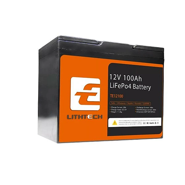 Μπαταρία Φωτοβολταικών Λιθίου 12V 100Ah LiFePO4 Lithtech με Bluetooth APP TE12100B