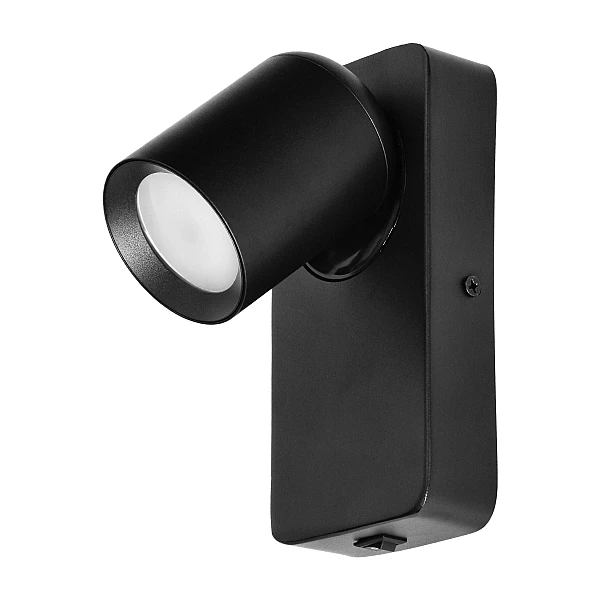 Φωτιστικό τοίχου Spot Light GU10 μαύρο με διακόπτη MALTA SP1 AD-OP-6480BGU10 ADVITI ORNO