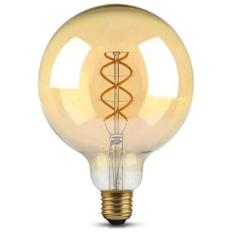 Λαμπτήρας Led E27 Filament Amber Spiral G125 5Watt Θερμό Λευκό VT-2085 V-TAC 217216