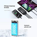 Remax RPP-72 Power Bank 20000mAh PD 20W+QC 22.5W με 2 Θύρες USB-A και Θύρα USB-C λευκό Remax RPP-72 Power Bank 20000mAh PD 20W+QC 22.5W με 2 Θύρες USB-A και Θύρα USB-C λευκό