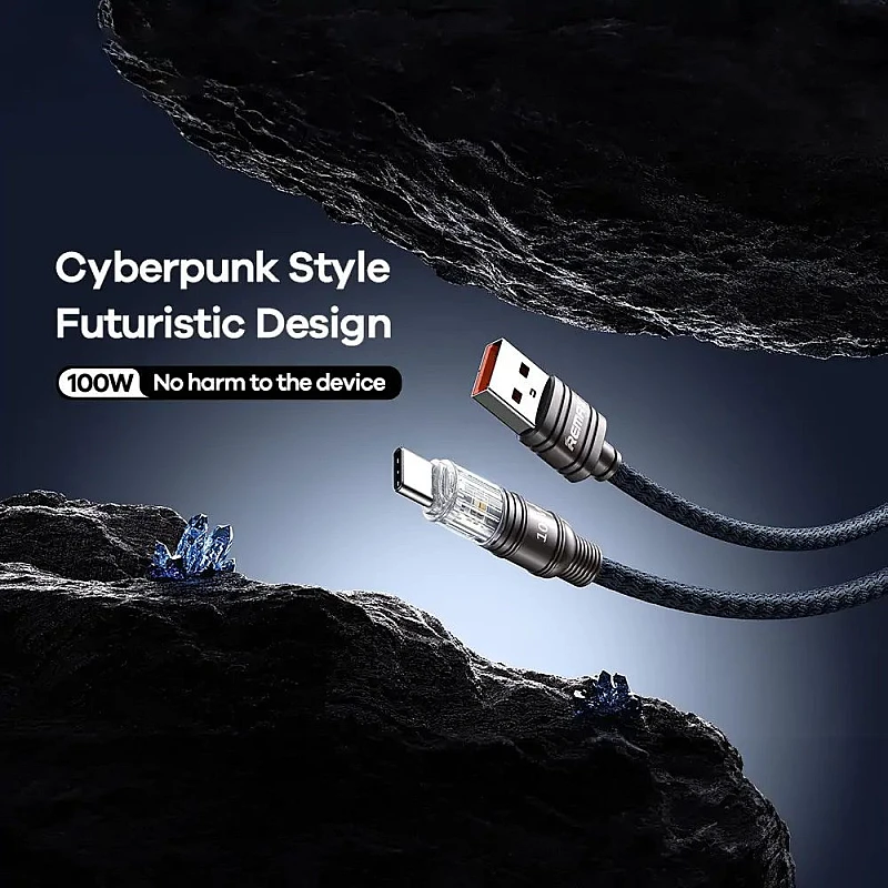 Remax RC-C128 Braided USB 2.0 Cable USB-C male - USB-A 100W Μαύρο 1m Remax RC-C128 Braided USB 2.0 Cable USB-C male - USB-A 100W Μαύρο 1m