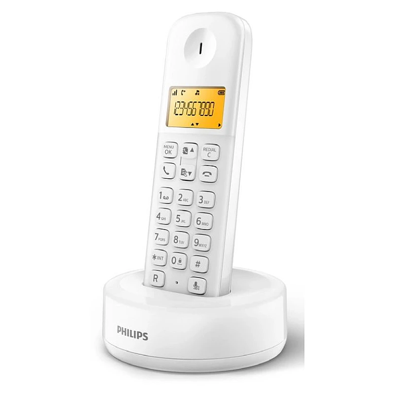 Ασύρματο Ψηφιακό Τηλέφωνο λευκό PHILIPS D1601W-34 με ελληνικό μενού Ασύρματο Ψηφιακό Τηλέφωνο λευκό PHILIPS D1601W-34 με ελληνικό μενού