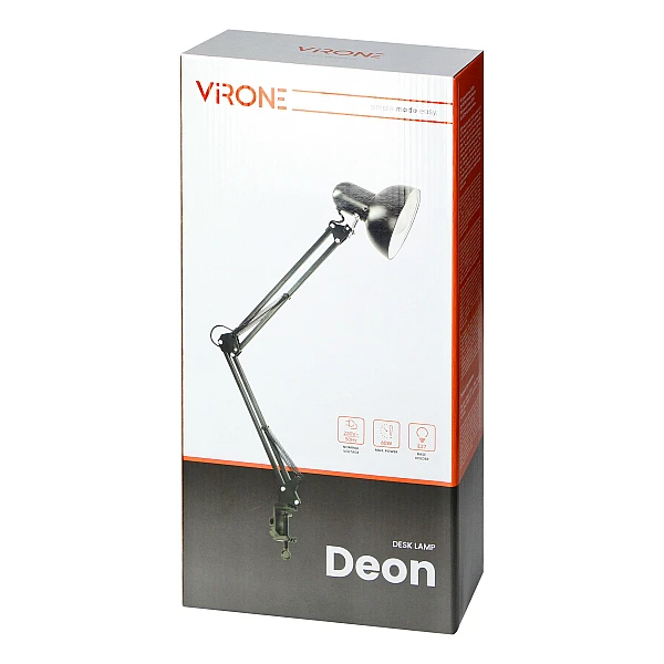 Φωτιστικό γραφείου Deon μεταλλικό βιδωτό Μαύρο E27 DL-14/B VIRONE ORNO