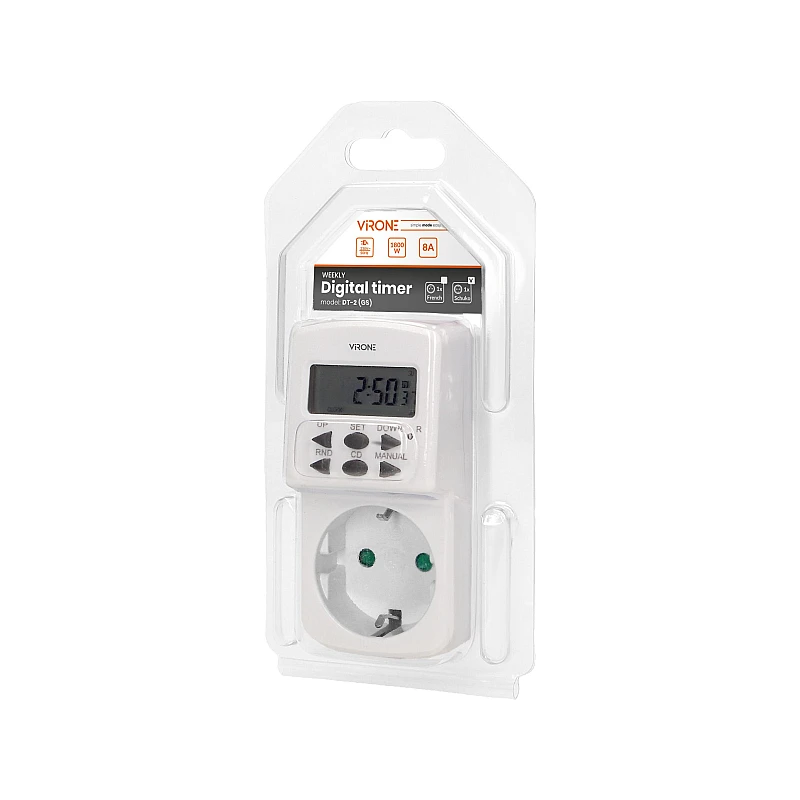ORNO Ψηφιακός Χρονοδιακόπτης πρίζας Schuko MINI 1800W 8A 10 λειτουργίες και οθόνη LCD DT-2(GS) Virone ORNO Ψηφιακός Χρονοδιακόπτης πρίζας Schuko MINI 1800W 8A 10 λειτουργίες και οθόνη LCD DT-2(GS) Virone