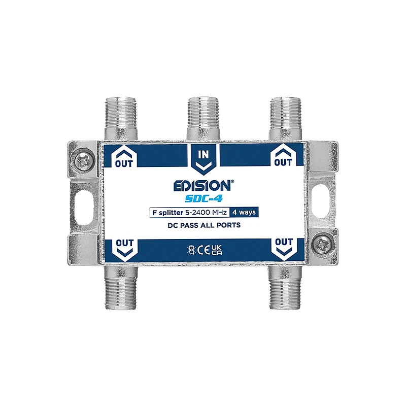 4-way splitter TV/SAT επιγείου και δορυφορικού σήματος τύπου F 5-2400MHZ SDC-4 EDISION 4-way splitter TV/SAT επιγείου και δορυφορικού σήματος τύπου F 5-2400MHZ SDC-4 EDISION