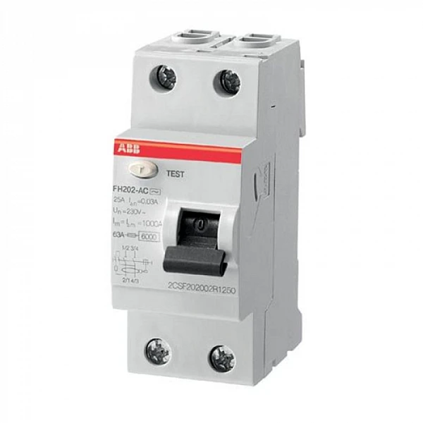 ABB 2Ρ 25Α 30mA Ρελέ Διαφυγής Μονοφασικό (Διακόπτης διαρροής) FH 202AC-25/0.03