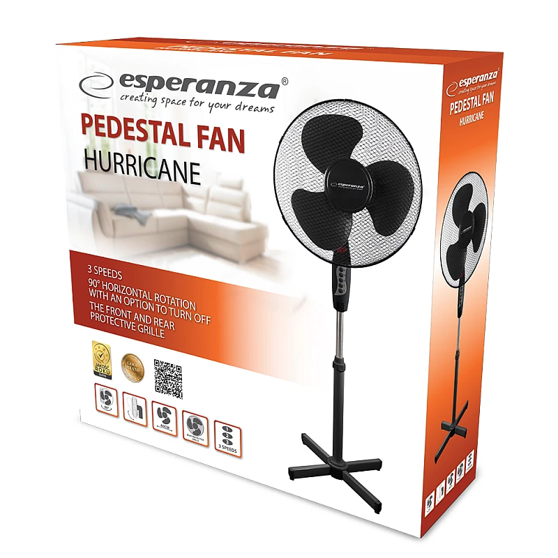 Ανεμιστήρας με ορθοστάτη μαύρος Φ40 50W HURRICANE EHF001KK Esperanza Ανεμιστήρας με ορθοστάτη μαύρος Φ40 50W HURRICANE EHF001KK Esperanza