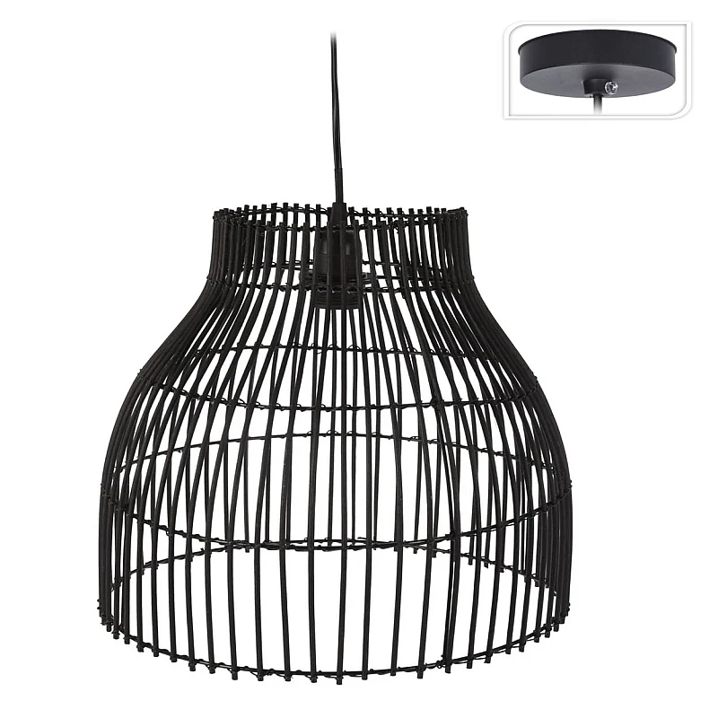 Φωτιστικό Οροφής Κρεμαστό Καμπάνα Rattan E27 μπαμπού Μάυρο NB1305280 H&S Φωτιστικό Οροφής Κρεμαστό Καμπάνα Rattan E27 μπαμπού Μάυρο NB1305280 H&S
