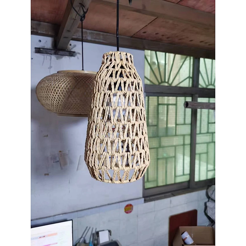 Φωτιστικό Οροφής Κρεμαστό Καμπάνα  E27 Ψάθινο Μπεζ PS20008 OEM