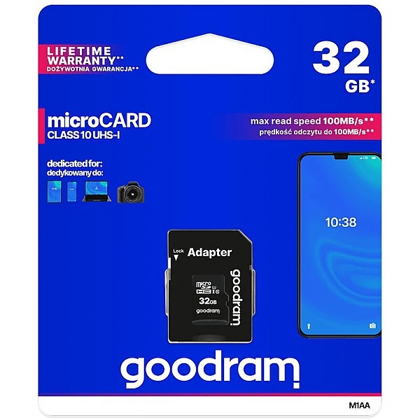 GoodRam Κάρτα Μνήμης Micro 32GB M1AA micro SDΧC Class 10 UHS-1 + adapter