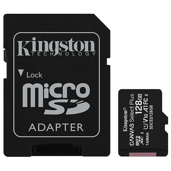 KINGSTON Κάρτα Μνήμης Micro SDXC 128GB Canvas Select Plus class 10 UHS-I U1 V10 A1 - 100MB/s + adapter