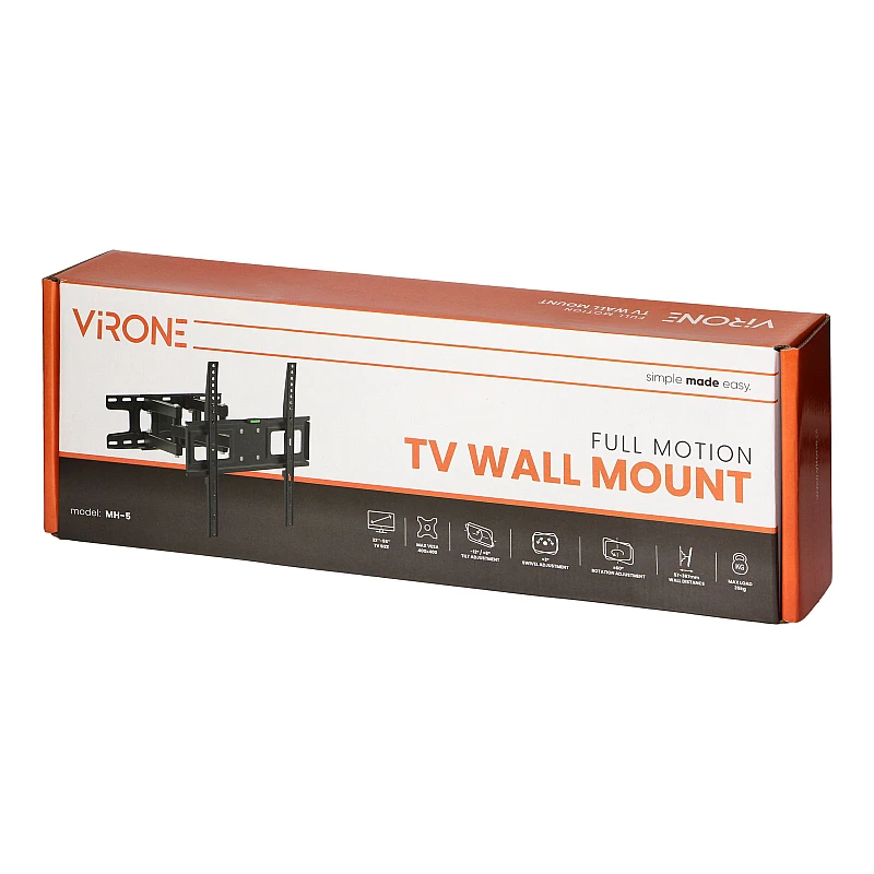 MH-5 Βάση TV LED/LCD 32"-55" Τοίχου με 2 Διπλούς Βραχίονες και Ρυθμιζόμενη με κλίση Virone ORNO MH-5 Βάση TV LED/LCD 32"-55" Τοίχου με 2 Διπλούς Βραχίονες και Ρυθμιζόμενη με κλίση Virone ORNO